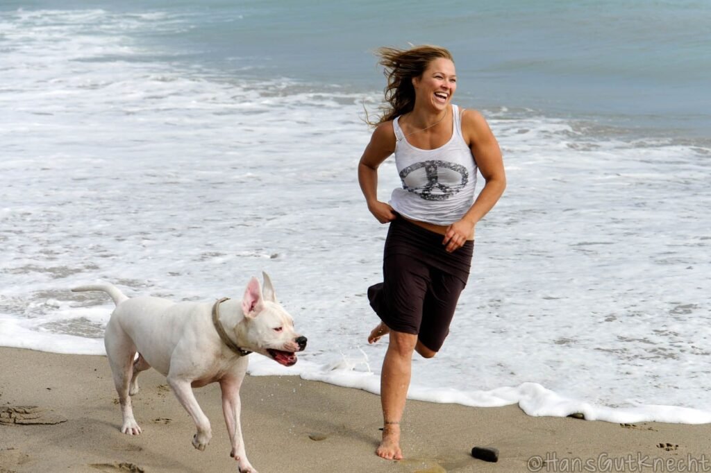 Ronda Rousey with her dog